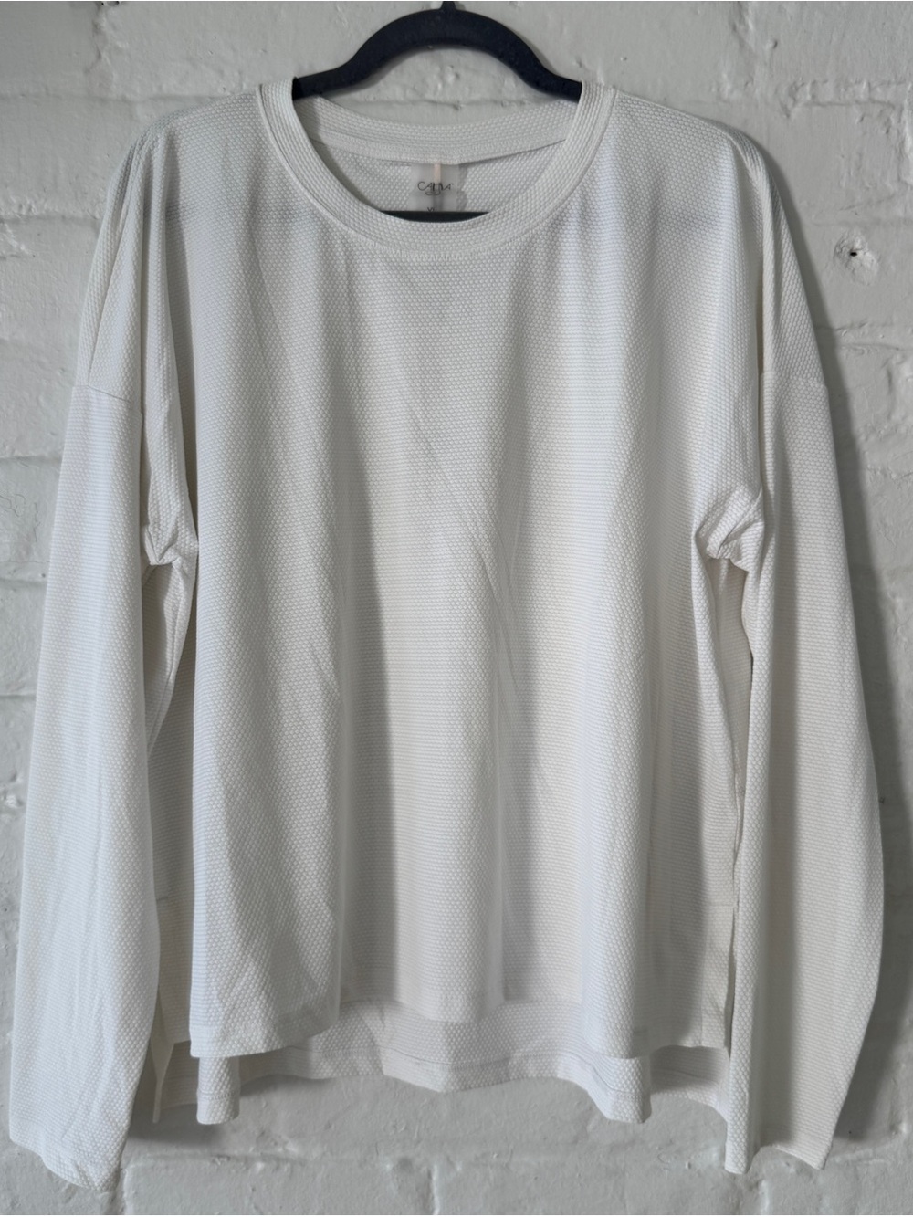 CALIA Bubble Mesh Long Sleeve Workout Top Pure White Women’s XL NWT